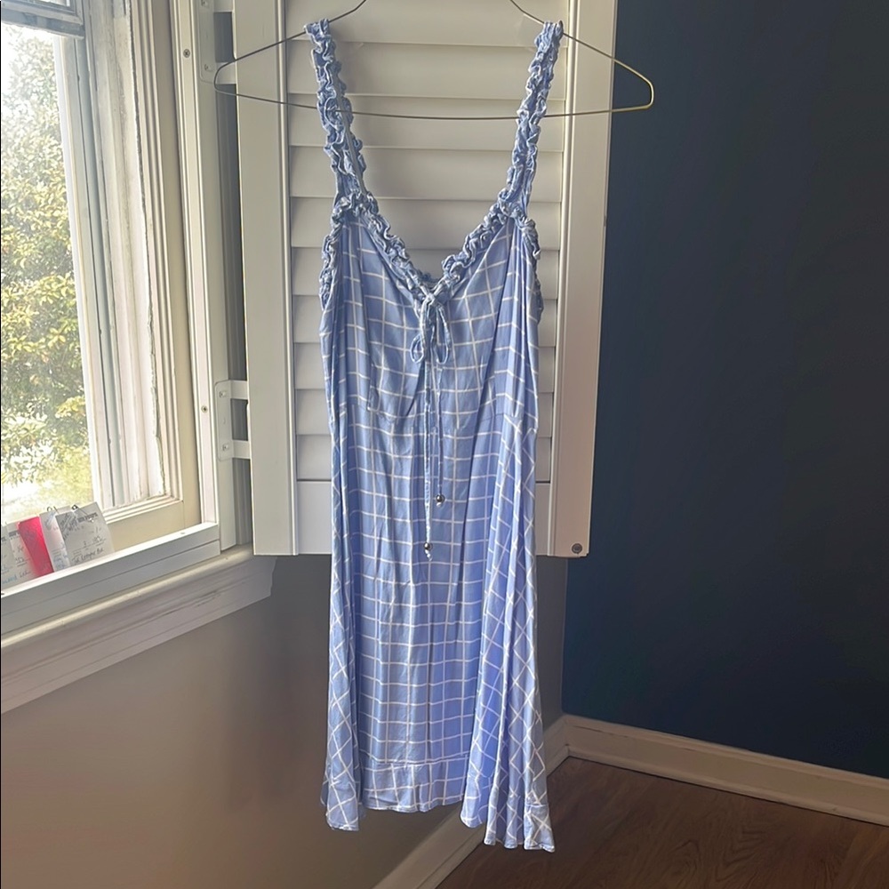 Blue Checkered Women's Nightgown